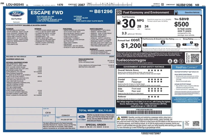 $21995 : Ford Escape 2022 SE 4dr SUV image 5