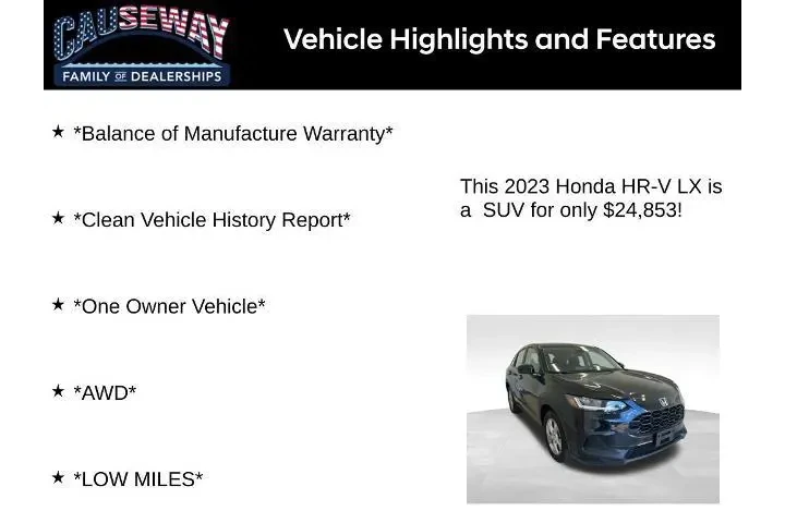 $24853 : Honda HR-V 2023 AWD LX 4dr C image 2