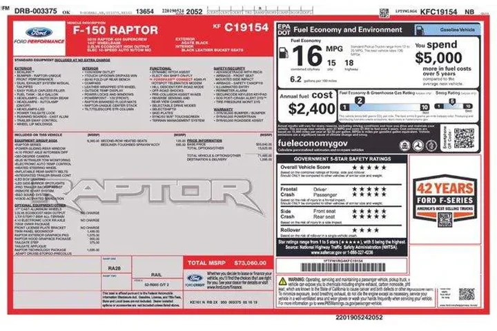 $39998 : Ford F-150 2019 4x4 Raptor 4 image 2