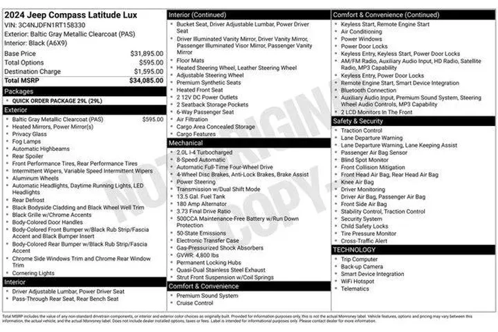 $25695 : Jeep Compass 2024 4x4 Latitu image 9