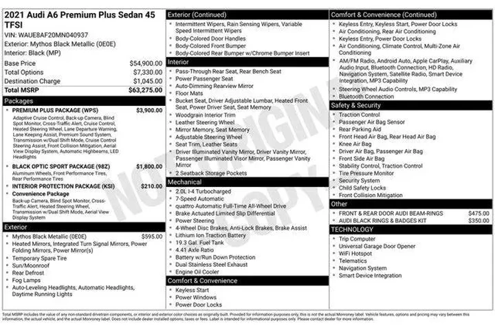 $26896 : Audi A6 2021 AWD quattro Pre image 10