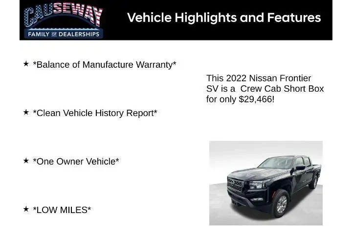 $29466 : Nissan Frontier 2022 4x4 SV image 2