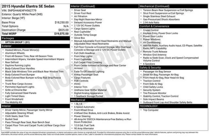 $9998 : Hyundai ELANTRA 2015 SE 4dr image 2