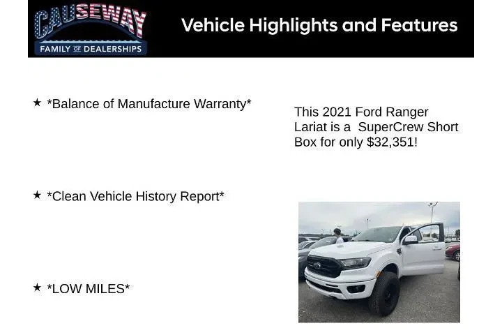 $32351 : Ford Ranger 2021 4x4 Lariat image 2