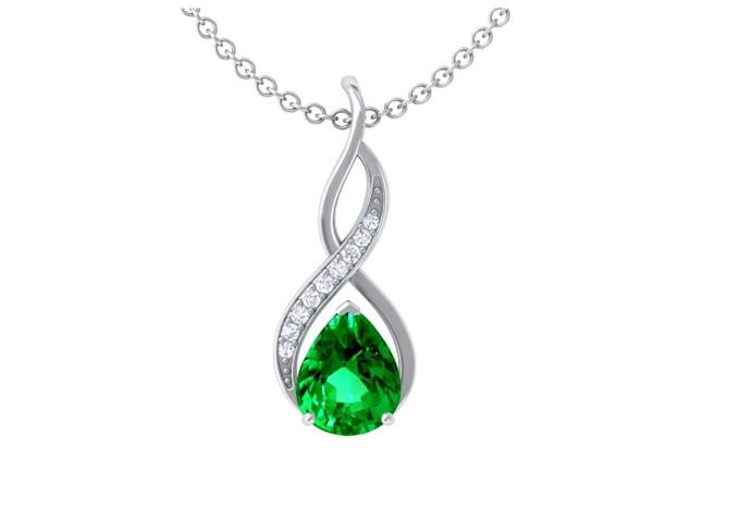 $4567 : Buy Pear Emerald Pendant image 4
