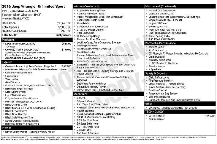 $15490 : Jeep Wrangler Unlimited 2016 image 5