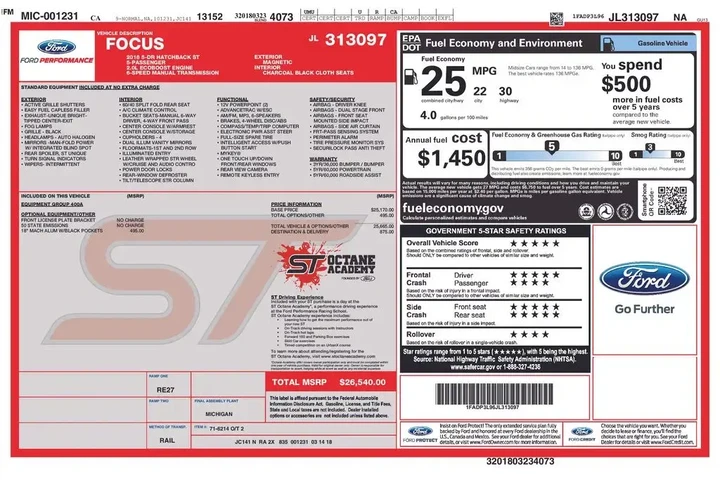 $16262 : Ford Focus 2018 ST 4dr Hatch image 2