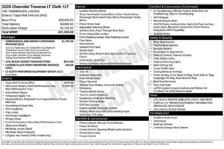 $21874 : Chevrolet Traverse 2020 LT C image 3