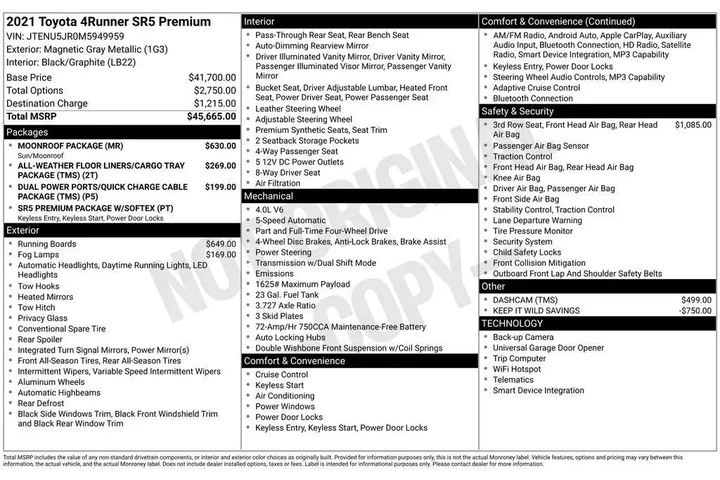 $38773 : Toyota 4Runner 2021 4x4 SR5 image 3
