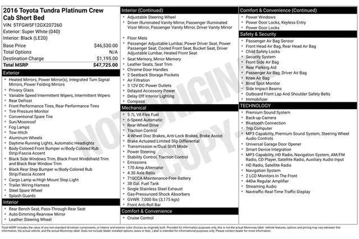 $26995 : Toyota Tundra 2016 4x2 Plati image 7