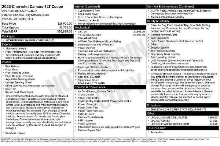 $26200 : Chevrolet Camaro 2023 LT 2dr image 3
