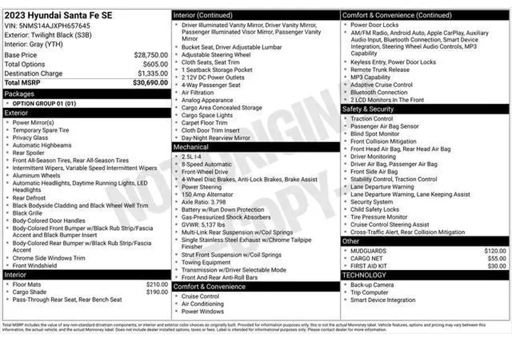 $23690 : Hyundai SANTA FE 2023 SE 4dr image 2