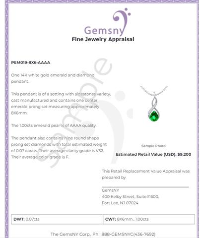$4567 : Buy Pear Emerald Pendant image 2