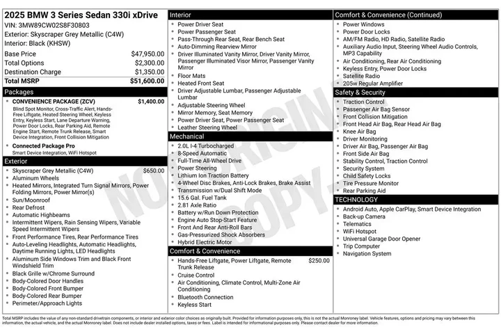 $38019 : BMW 3 Series 2025 AWD 330i x image 2