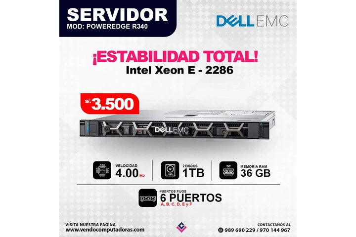 $3500 : Servidor DELLEMC PowerEdgeR340 image 1