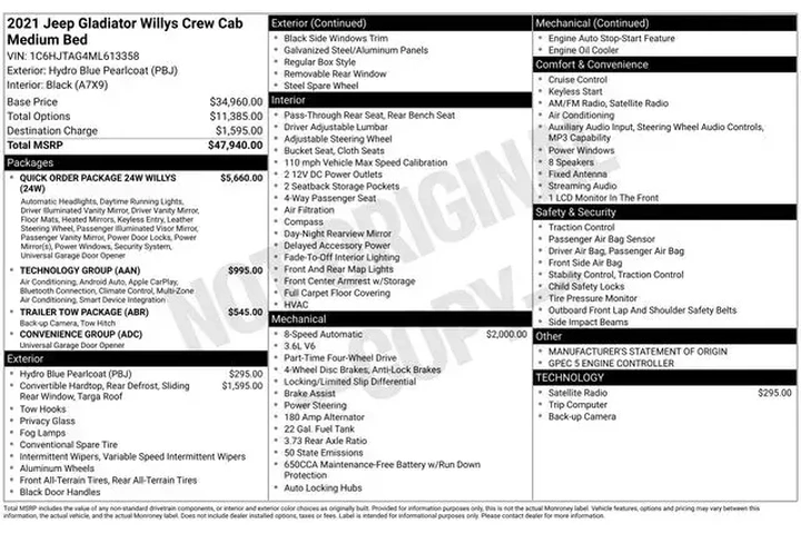 $32495 : Jeep Gladiator 2021 4x4 Spor image 3
