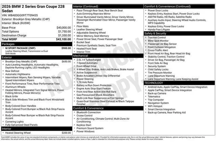 $32594 : BMW 2 Series 2026 228 Gran C image 2