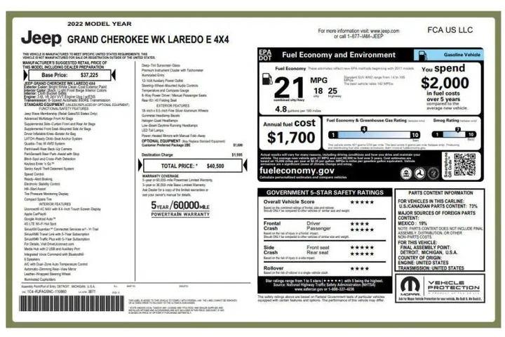 $22975 : 2022 Grand Cherokee WK Laredo image 5