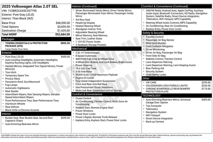 $39486 : Volkswagen Atlas 2025 AWD SE image 3