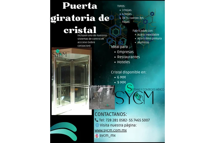 🔹 PUERTA GIRATORIA DE CRISTAL image 1