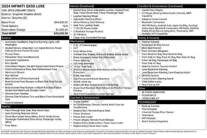 $30441 : INFINITI QX50 2024 Luxe 4dr image 3