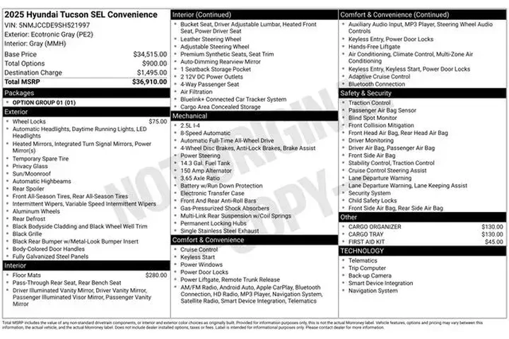 $28990 : Hyundai TUCSON 2025 AWD SEL image 4