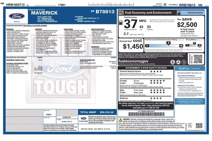 $33900 : Ford Maverick 2024 Lariat 4d image 5