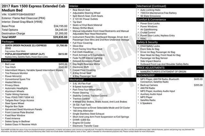$17907 : Ram 1500 2017 4x4 Express 4d image 2