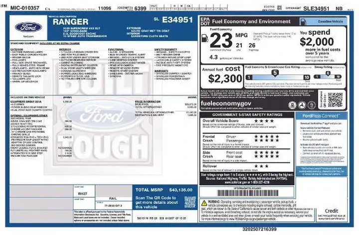 $38300 : Ford Ranger 2025 4x2 XLT 4dr image 3