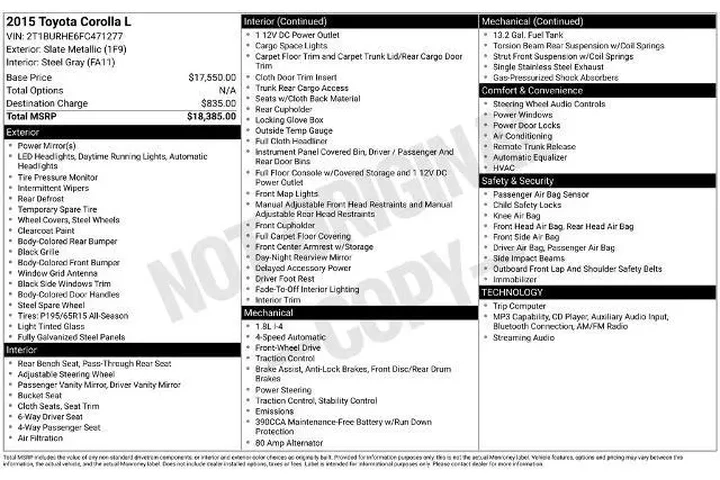 $13458 : Toyota Corolla 2015 S 4dr Se image 2