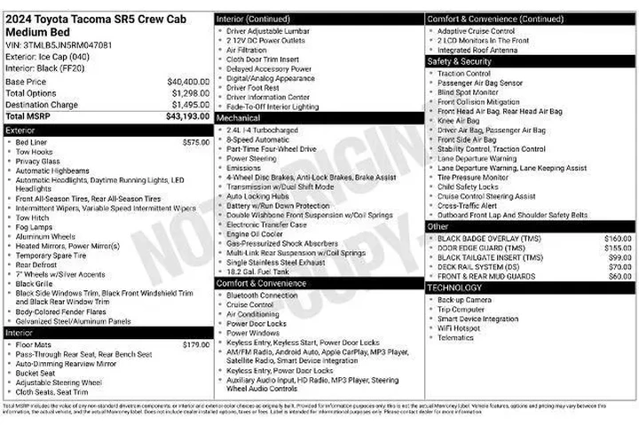 $38556 : Toyota Tacoma 2024 4x4 SR5 4 image 6