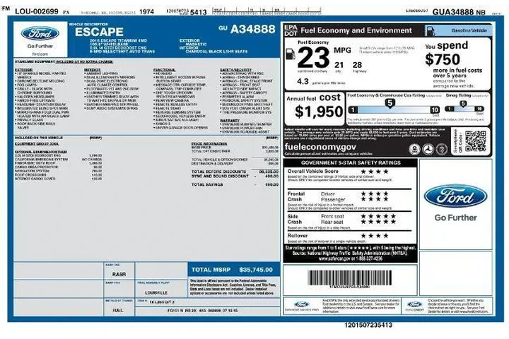 $10877 : Ford Escape 2016 AWD Titaniu image 6