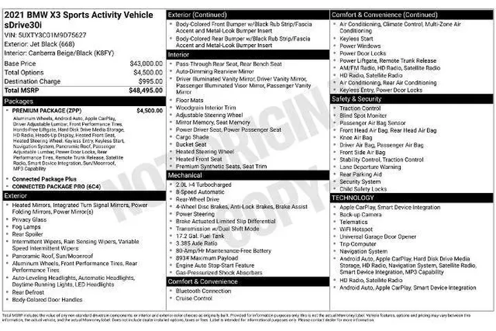 $26215 : BMW X3 2021 sDrive30i 4dr Sp image 2