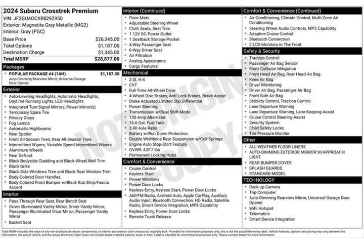 $21987 : Subaru Crosstrek 2024 AWD Pr image 3