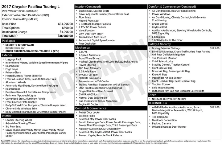 $12500 : Chrysler Pacifica 2017 Touri image 2