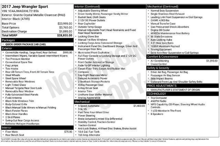 $19416 : Jeep Wrangler 2017 4x4 Sport image 2