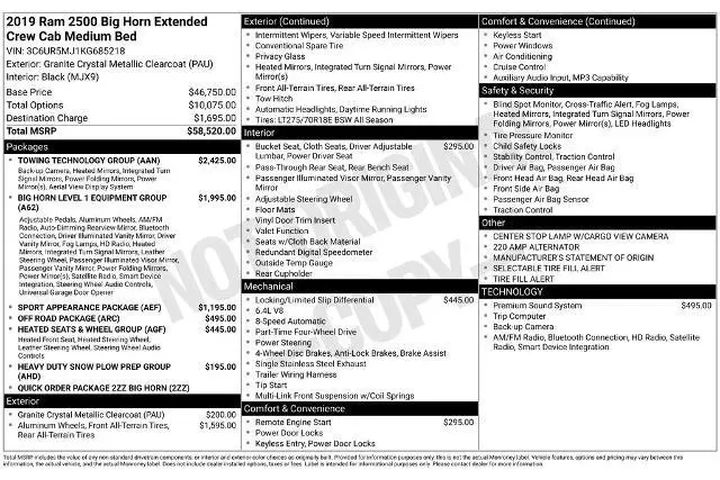 $35000 : Ram 2500 2019 4x4 Big Horn 4 image 2