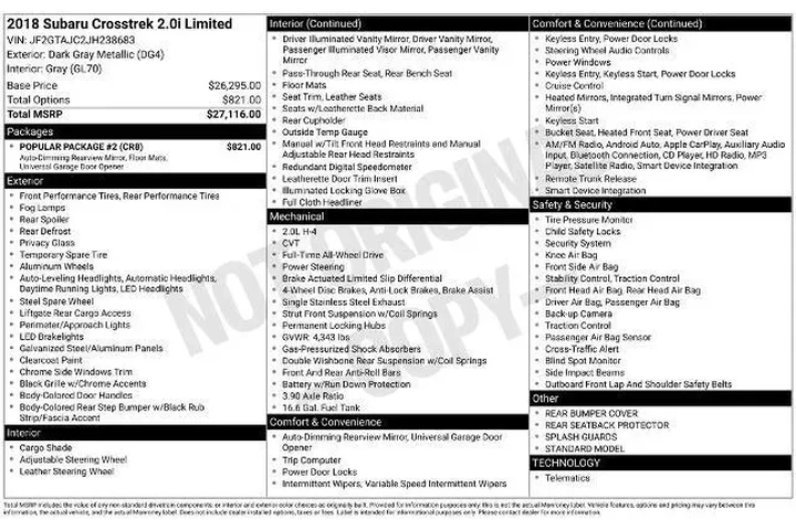 $16000 : Subaru Crosstrek 2018 AWD 2. image 3