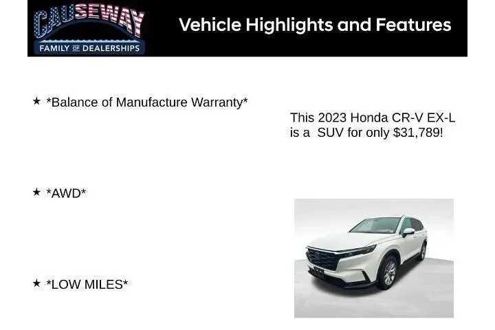 $31789 : Honda CR-V 2023 AWD EX-L 4dr image 2