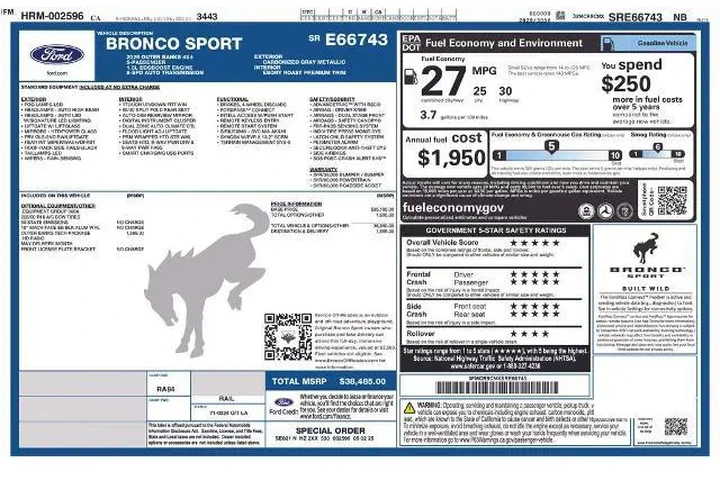 $33885 : Ford Bronco Sport 2025 AWD O image 2