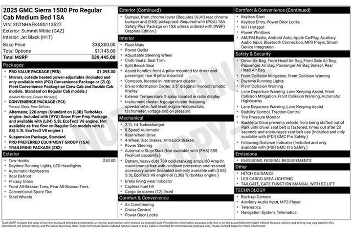 $33728 : GMC Sierra 1500 2025 4x2 Pro image 9