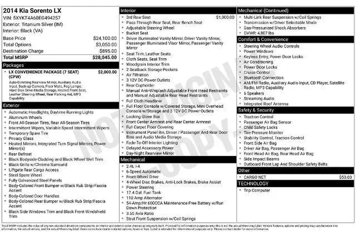 $9247 : Kia Sorento 2014 LX 4dr SUV image 2