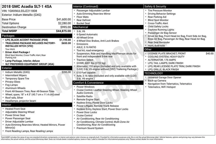 $20938 : GMC Acadia 2018 4x4 SLT-1 4d image 6