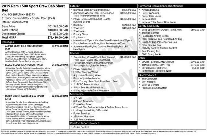 $30995 : Ram 1500 2019 4x4 Rebel 4dr image 9
