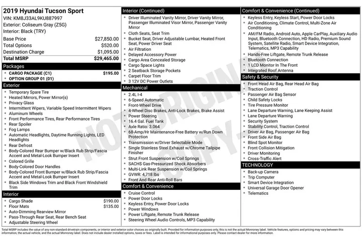 $16272 : Hyundai TUCSON 2019 Sport 4d image 3