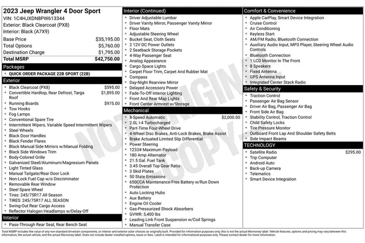 $30996 : Jeep Wrangler 2023 4x4 Sport image 9