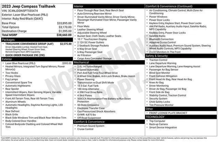 $24789 : Jeep Compass 2023 4x4 Trailh image 3
