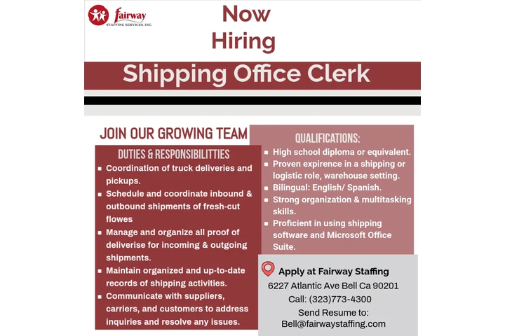 Shipping Office Clerk image 1