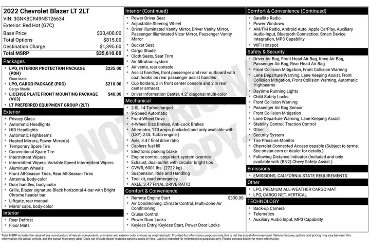 $19496 : Chevrolet Blazer 2022 LT 4dr image 3