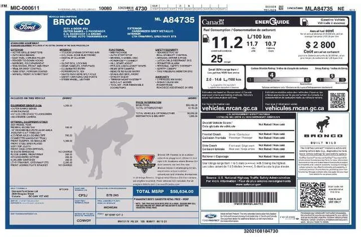 $36195 : Ford Bronco 2021 4x4 Base 4d image 3